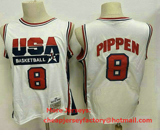 USA Basketball 1992 Olympic Dream Team #8 Scottie Pippen 1992 White Hardwood Classics Soul Swingman Throwback Jersey