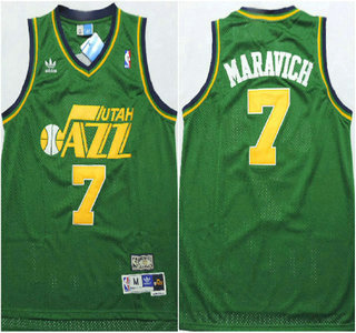 Utah Jazz #7 Pete Maravich Green Swingman Throwback Jersey
