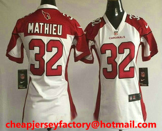 Women's Arizona Cardinals #32 Tyrann Mathieu White Road Stitched NFL Nike Game Jersey