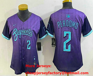 Women's Arizona Diamondbacks #2 Geraldo Perdomo Number Purple 2025 City Connect Limited Jersey