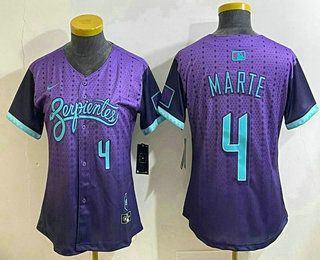 Women's Arizona Diamondbacks #4 Ketel Marte Number Purple 2025 City Connect Limited Stitched Jersey