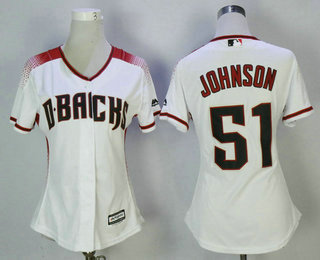 Women's Arizona Diamondbacks #51 Randy Johnson White Home Stitched MLB Cool Base Jersey