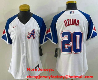 Women's Atlanta Braves #20 Marcell Ozuna Number White 2023 City Connect Cool Base Stitched Jersey