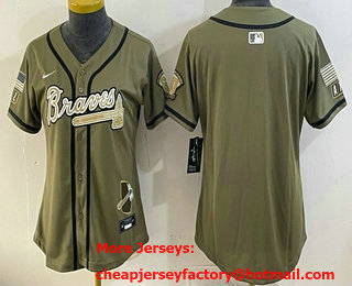 Women's Atlanta Braves Blank Olive 2026 Armed Forces Day Jersey