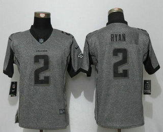 Women's Atlanta Falcons #2 Matt Ryan Gray Gridiron Stitched NFL Nike Limited Jersey
