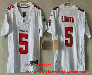 Women's Atlanta Falcons #5 Drake London Limited White FUSE Jersey