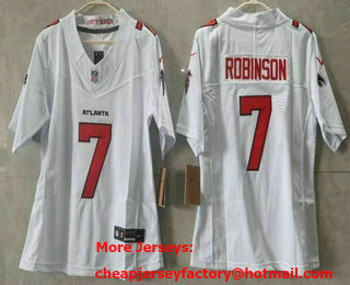 Women's Atlanta Falcons #7 Bijan Robinson Limited White FUSE Jersey