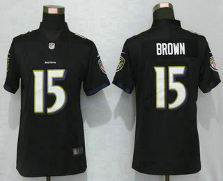 Women's Baltimore Ravens #15 Marquise Brown Black 2017 Vapor Untouchable Stitched NFL Nike Limited Jersey