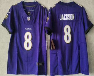 Women's Baltimore Ravens #8 Lamar Jackson Limited FUSE Purple Vapor Jersey