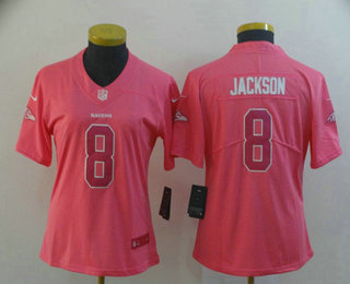 Women's Baltimore Ravens #8 Lamar Jackson Pink Fashion 2017 Rush NFL Nike Limited Jersey