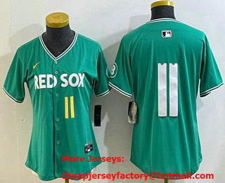 Women's Boston Red Sox #11 Rafael Devers Green 2025 City Connect Limited Jersey