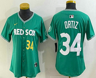 Women's Boston Red Sox #34 David Ortiz Green 2025 City Connect Player Name Limited Jersey