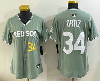Women's Boston Red Sox #34 David Ortiz Light Green 2025 City Connect Player Name Limited Jersey