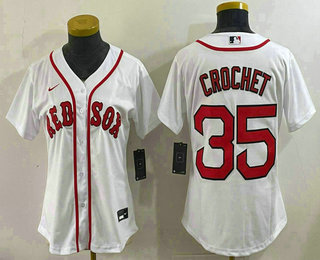Women's Boston Red Sox #35 Garrett Crochet White Cool Base Stitched Jersey