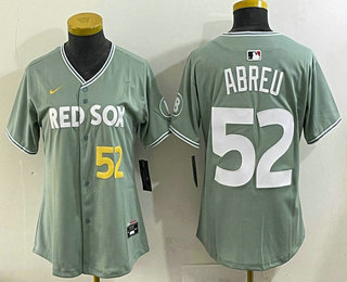 Women's Boston Red Sox #52 Wilyer Abreu Light Green 2025 City Connect Player Name Limited Jersey