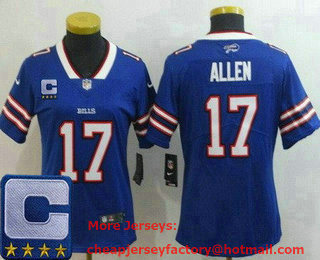 Women's Buffalo Bills #17 Josh Allen Limited Blue C Patch Vapor Jersey