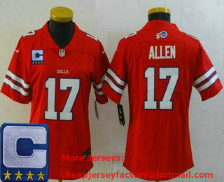 Women's Buffalo Bills #17 Josh Allen Limited Red Alternate C Patch Vapor Jersey
