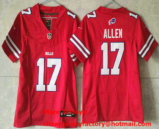 Women's Buffalo Bills #17 Josh Allen Limited Red FUSE Vapor Jersey