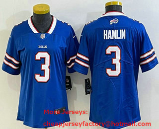 Women's Buffalo Bills #3 Damar Hamlin Blue 2022 Vapor Untouchable Stitched NFL Nike Limited Jersey