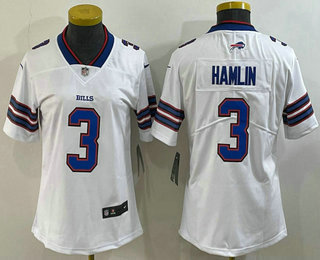 Women's Buffalo Bills #3 Damar Hamlin White Vapor Untouchable Stitched Jersey