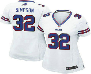 Women's Buffalo Bills #32 O. J. Simpson White Road NFL Nike Game Jersey