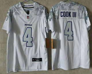 Women's Buffalo Bills #4 James Cook III Limited White Rivalries FUSE Vapor Jersey