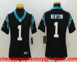 Women's Carolina Panthers #1 Cam Newton Black 2017 Vapor Untouchable Stitched NFL Nike Limited Jersey