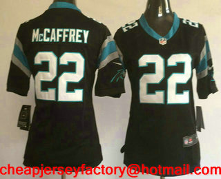 Women's Carolina Panthers #22 Christian McCaffrey Black Team Color Stitched NFL Nike Game Jersey