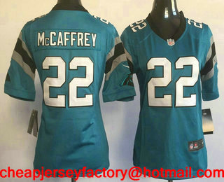 Women's Carolina Panthers #22 Christian McCaffrey Light Blue Alternate Stitched NFL Nike Game Jersey