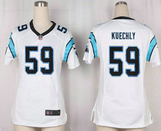 Women's Carolina Panthers #59 Luke Kuechly White Road Stitched NFL Nike Game Jersey