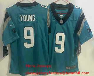 Women's Carolina Panthers #9 Bryce Young Light Blue 2023 Vapor Untouchable Stitched Nike Limited Jersey