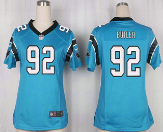 Women's Carolina Panthers #92 Vernon Butler Light Blue Alternate Stitched NFL Nike Game Jersey