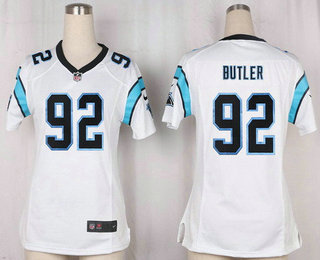 Women's Carolina Panthers #92 Vernon Butler White Road Stitched NFL Nike Game Jersey