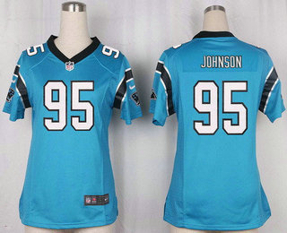 Women's Carolina Panthers #95 Charles Johnson Light Blue Alternate Stitched NFL Nike Game Jersey