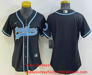 Women's Carolina Panthers Blank Black With Patch Cool Base Stitched Baseball Jersey