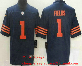 Women's Chicago Bears #1 Justin Fields Limited Navy Alternate Vapor Jersey
