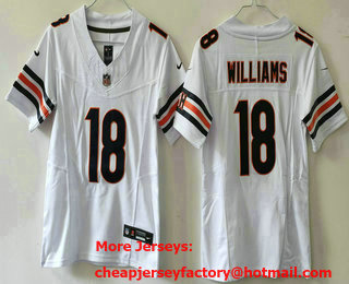 Women's Chicago Bears #18 Caleb Williams White 2023 FUSE Vapor Limited Stitched Jersey