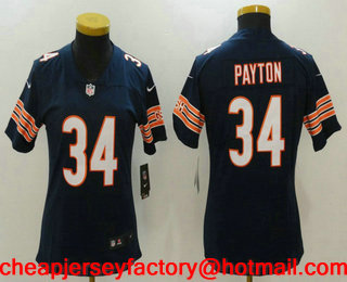 Women's Chicago Bears #34 Walter Payton Navy Blue 2017 Vapor Untouchable Stitched NFL Nike Limited Jersey