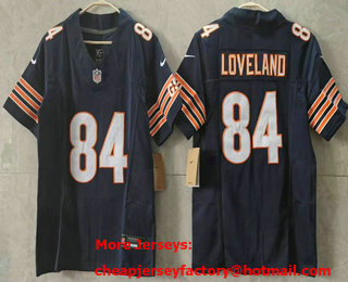 Women's Chicago Bears #84 Colston Loveland Limited Navy FUSE Vapor Jersey