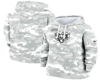 Women's Chicago Bears Arctic Camo 2024 Salute to Service Club Fleece Pullover Hoodie