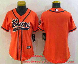 Women's Chicago Bears Blank Orange With Patch Cool Base Stitched Baseball Jersey