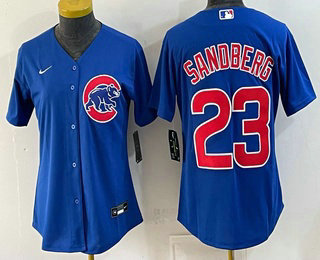 Women's Chicago Cubs #23 Ryne Sandberg Blue Cool Base Jersey