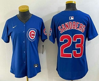 Women's Chicago Cubs #23 Ryne Sandberg Royal Limited Stitched Jersey