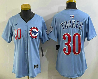 Women's Chicago Cubs #30 Kyle Tucker Baby Blue Limited Jersey