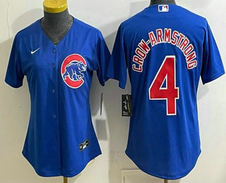 Women's Chicago Cubs #4 Pete Crow Armstrong Blue Cool Base Jersey