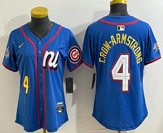Women's Chicago Cubs #4 Pete Crow Armstrong Number Blue 2025 All Star Limited Stitched Jersey