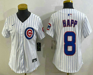Women's Chicago Cubs #8 Ian Happ White Limited Jersey