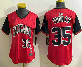 Women's Chicago White Sox #35 Frank Thomas Red Black 2025 City Connect Limited Jersey