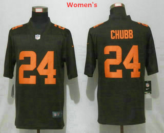 Women's Cleveland Browns #24 Nick Chubb Brown 2020 Color Rush Stitched NFL Nike Limited Jersey