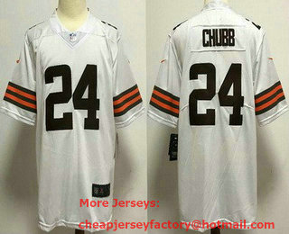 Women's Cleveland Browns #24 Nick Chubb Limited White Vapor Jersey
